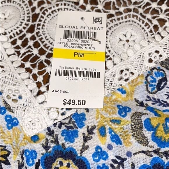 NWT Style&co top yellow blue flower sleeveless - Picture 5 of 5
